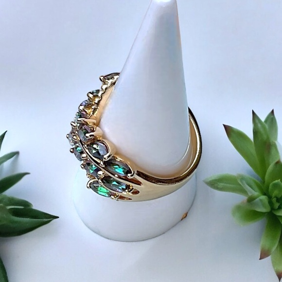 ❤️ Gold/925 GENUINE Diamond & Mystic Topaz Ring - Picture 12 of 12